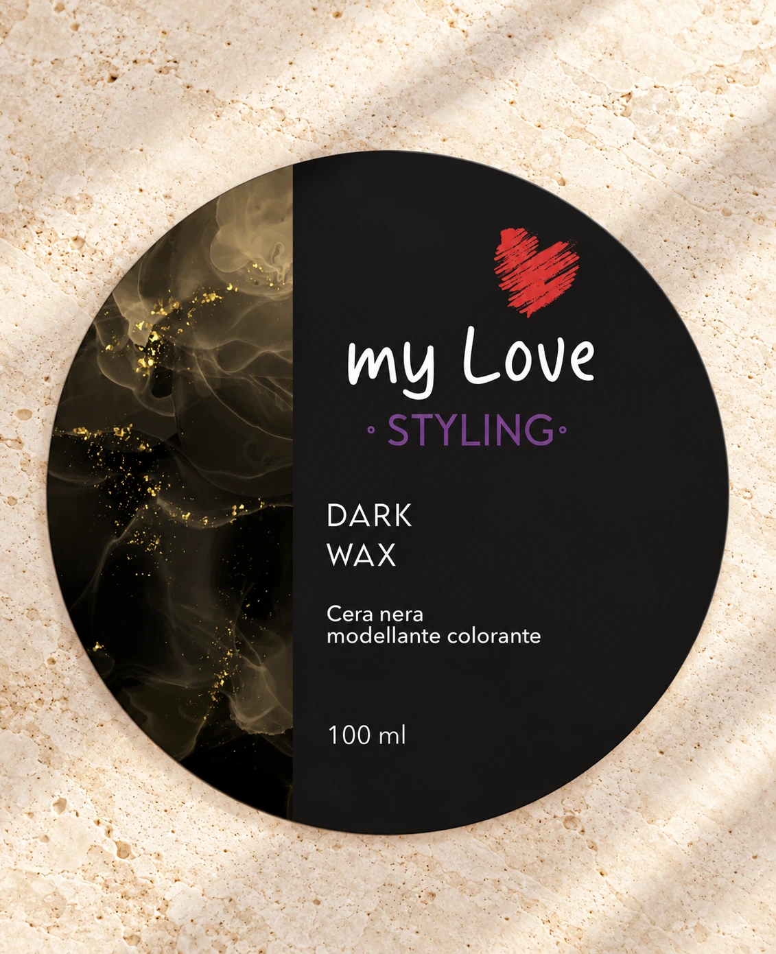 Étiquette originale myLove Dark Wax, cire coiffante colorante noire, 100 ml