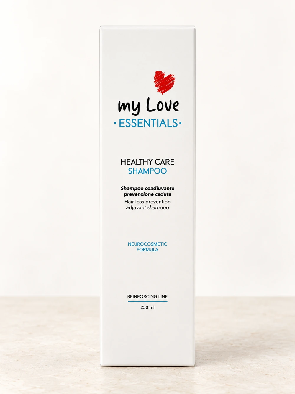 myLove Healthy Care Shampoo, emballage original sur fond clair